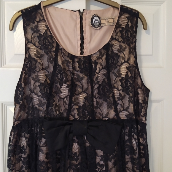 Black Lace Overlay Sleeveless Dress - Picture 4 of 7